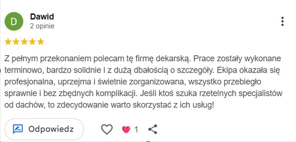 Opinia Google - Dawid