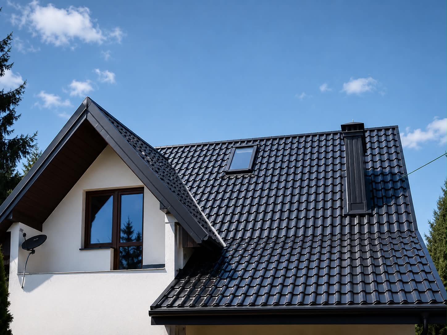 Dachówka ceramiczna z oknem dachowym